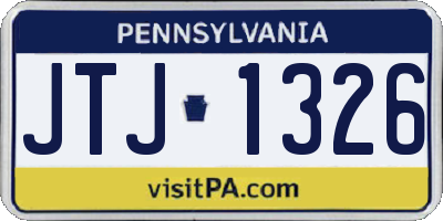 PA license plate JTJ1326