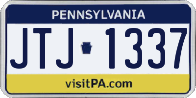 PA license plate JTJ1337