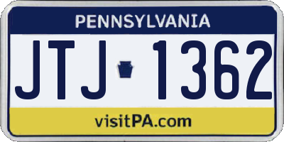 PA license plate JTJ1362