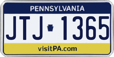 PA license plate JTJ1365