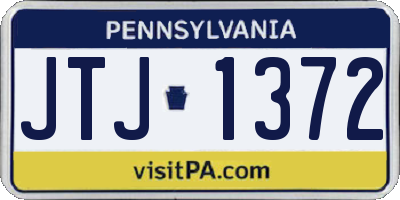 PA license plate JTJ1372