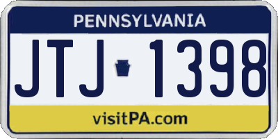 PA license plate JTJ1398