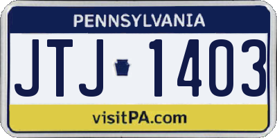 PA license plate JTJ1403