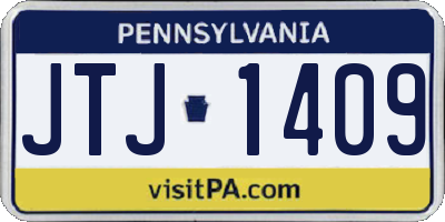 PA license plate JTJ1409