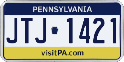 PA license plate JTJ1421