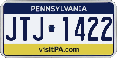 PA license plate JTJ1422