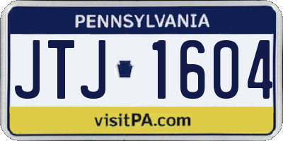 PA license plate JTJ1604