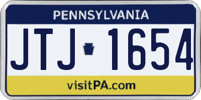 PA license plate JTJ1654