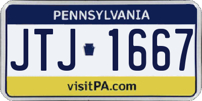 PA license plate JTJ1667
