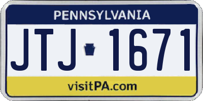 PA license plate JTJ1671