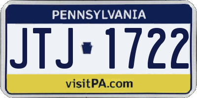 PA license plate JTJ1722