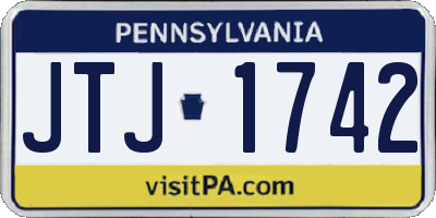 PA license plate JTJ1742