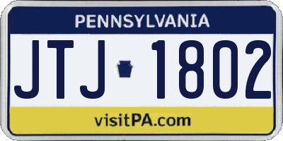 PA license plate JTJ1802