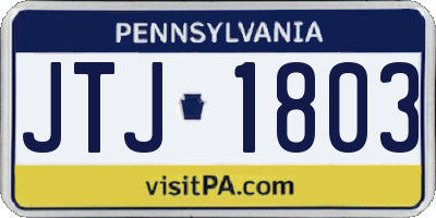 PA license plate JTJ1803