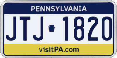 PA license plate JTJ1820