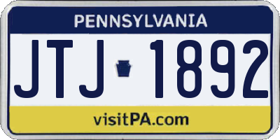 PA license plate JTJ1892