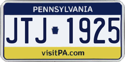 PA license plate JTJ1925