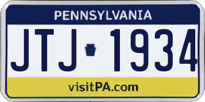 PA license plate JTJ1934