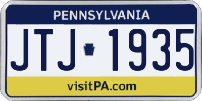 PA license plate JTJ1935