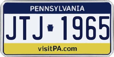 PA license plate JTJ1965