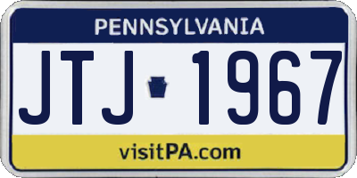PA license plate JTJ1967