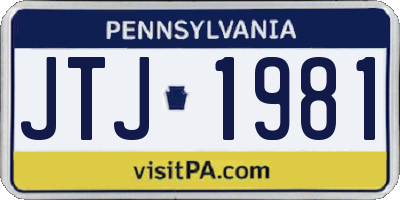 PA license plate JTJ1981