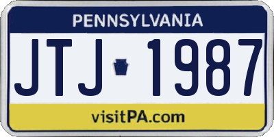 PA license plate JTJ1987