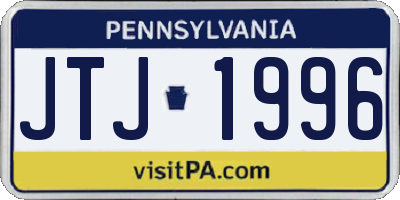 PA license plate JTJ1996