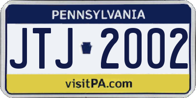 PA license plate JTJ2002
