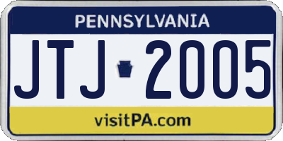 PA license plate JTJ2005