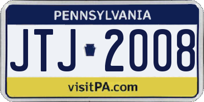 PA license plate JTJ2008