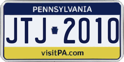 PA license plate JTJ2010