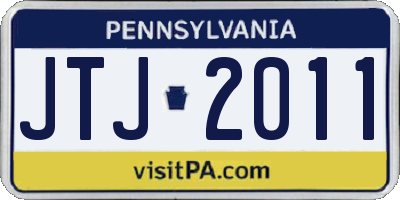 PA license plate JTJ2011