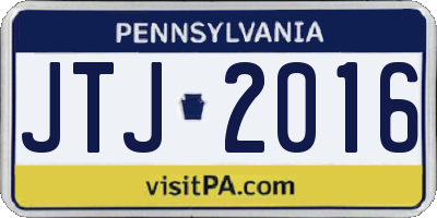 PA license plate JTJ2016