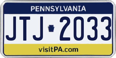 PA license plate JTJ2033