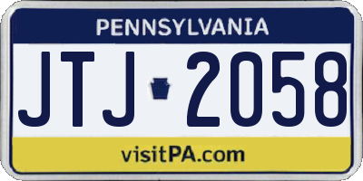 PA license plate JTJ2058