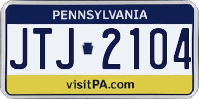 PA license plate JTJ2104