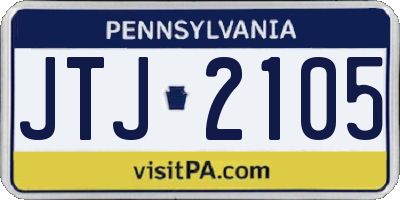 PA license plate JTJ2105