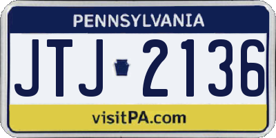 PA license plate JTJ2136