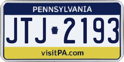 PA license plate JTJ2193