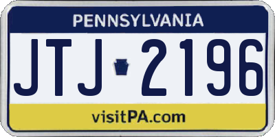 PA license plate JTJ2196