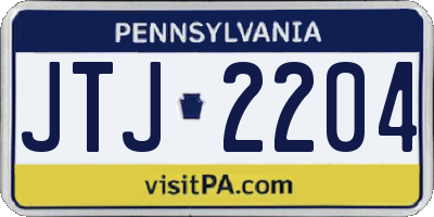 PA license plate JTJ2204
