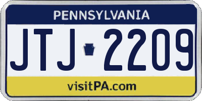 PA license plate JTJ2209