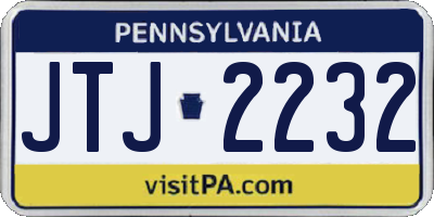 PA license plate JTJ2232
