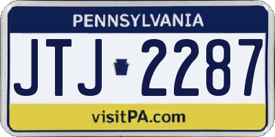PA license plate JTJ2287