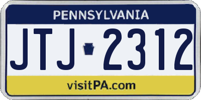 PA license plate JTJ2312