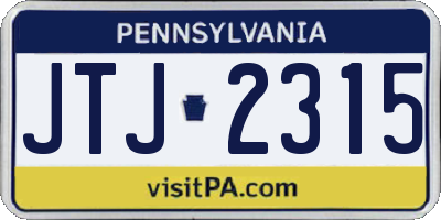 PA license plate JTJ2315