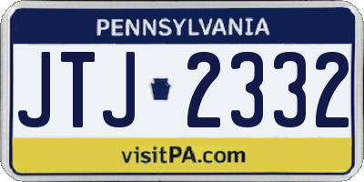 PA license plate JTJ2332