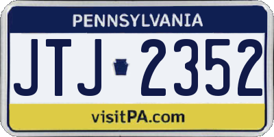 PA license plate JTJ2352