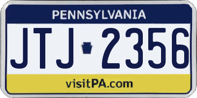 PA license plate JTJ2356